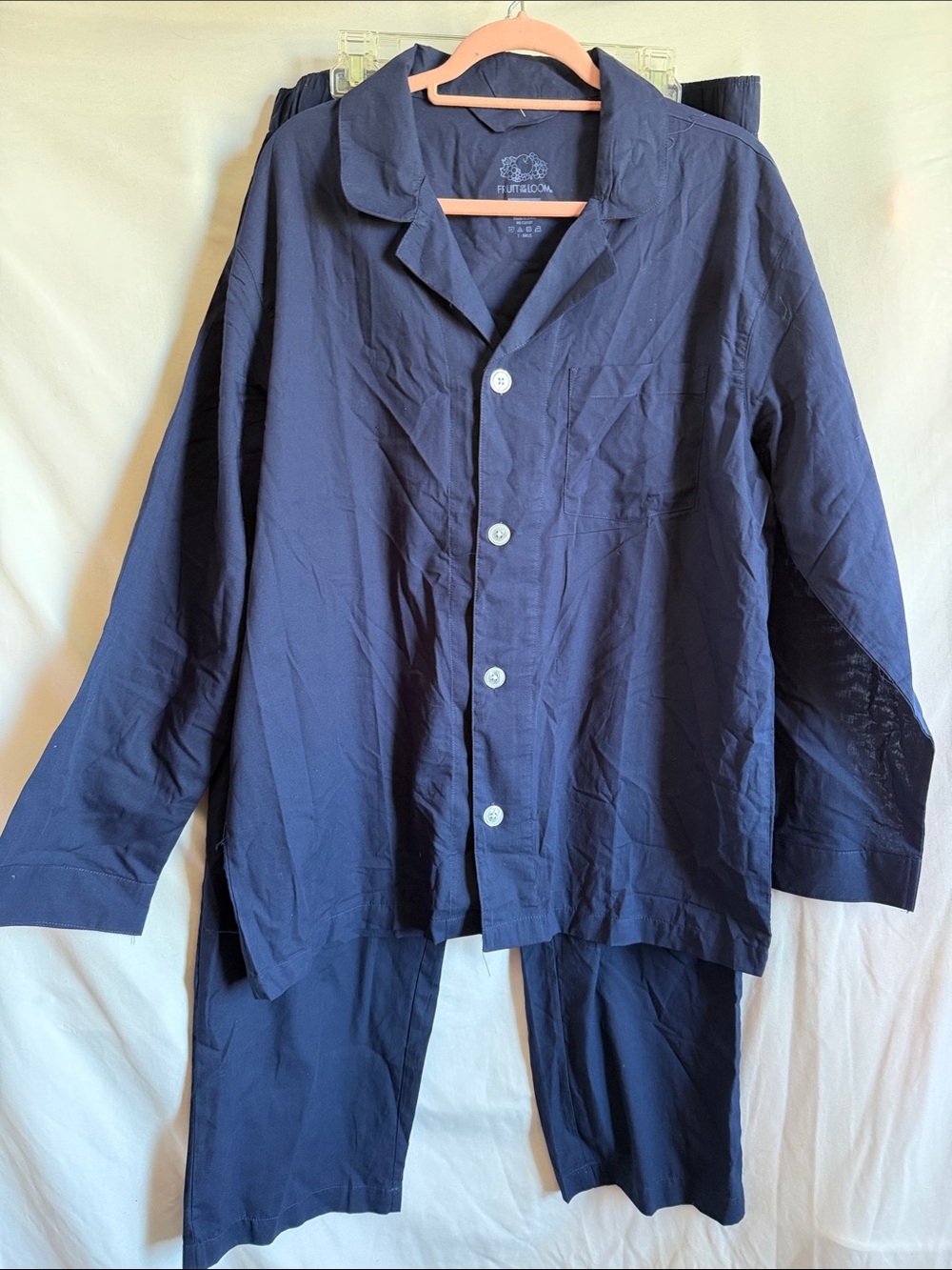 Navy Long-Sleeve Button-Down Shirt - Pajamas Casual Comfort